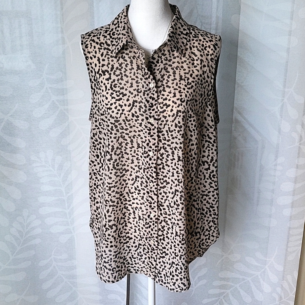 H&M Blouse | Beige/Leopard Print | Size (10)